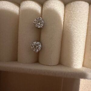 NEW! 14K wg. Natural Diamond Stud Earrings